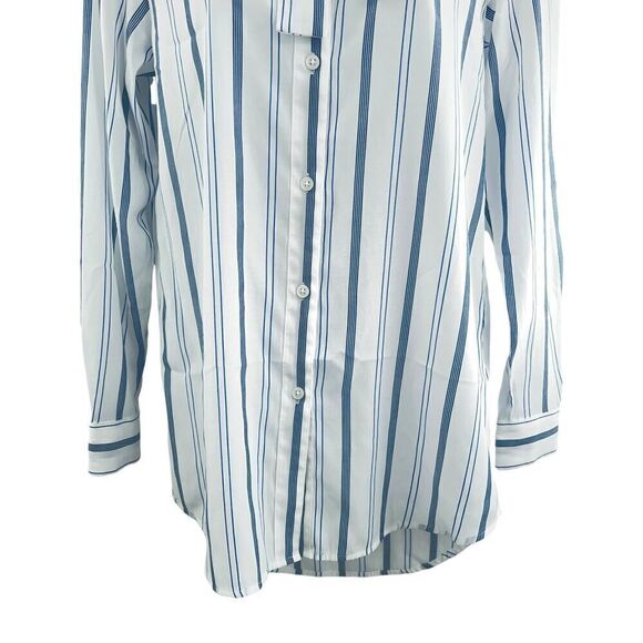 Elizabeth and James Button Down Tunic Shirt Women's XS White Blue Striped Light - Picture 7 of 12